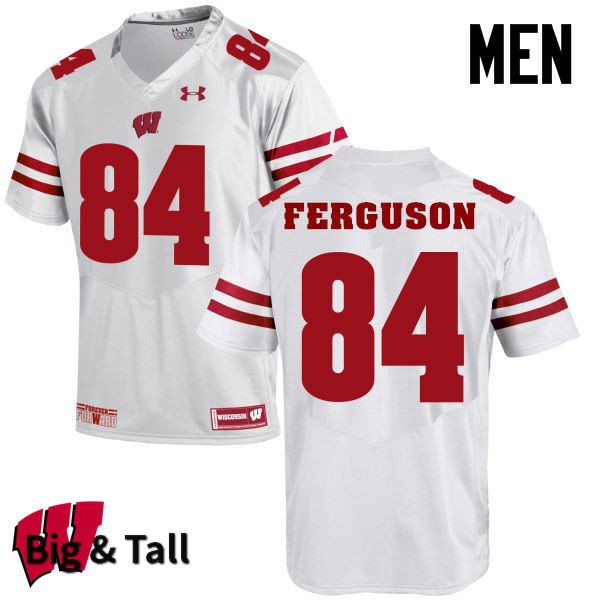 Wisconsin Badgers Men's #84 Jake Ferguson NCAA Under Armour Authentic White Big & Tall College Stitched Football Jersey TA40Q74WC